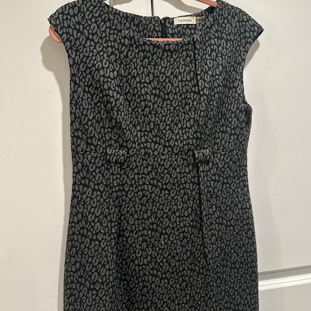 Calvin Klein Black and Gray Midi Dress